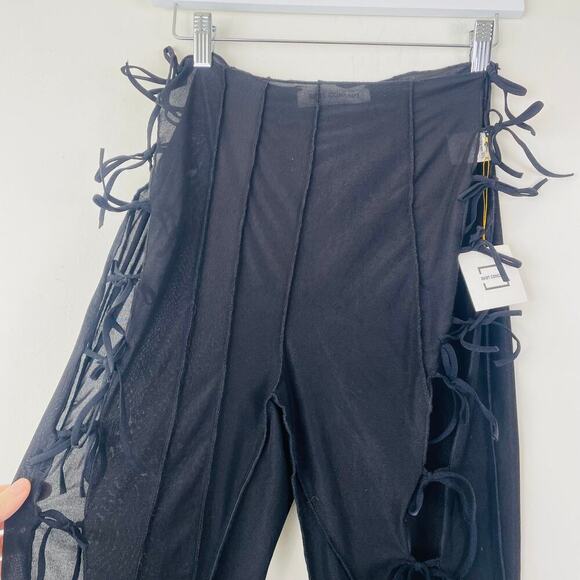 BKBT Concept Womens sheer peep tie leggings size Large NWT - Picture 2 of 10